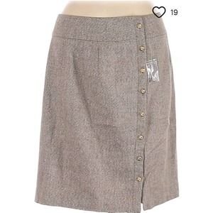Elisabeth Hasselbeck for Dialogue Career Tweed Beige Gold Color Size 12 Skirt